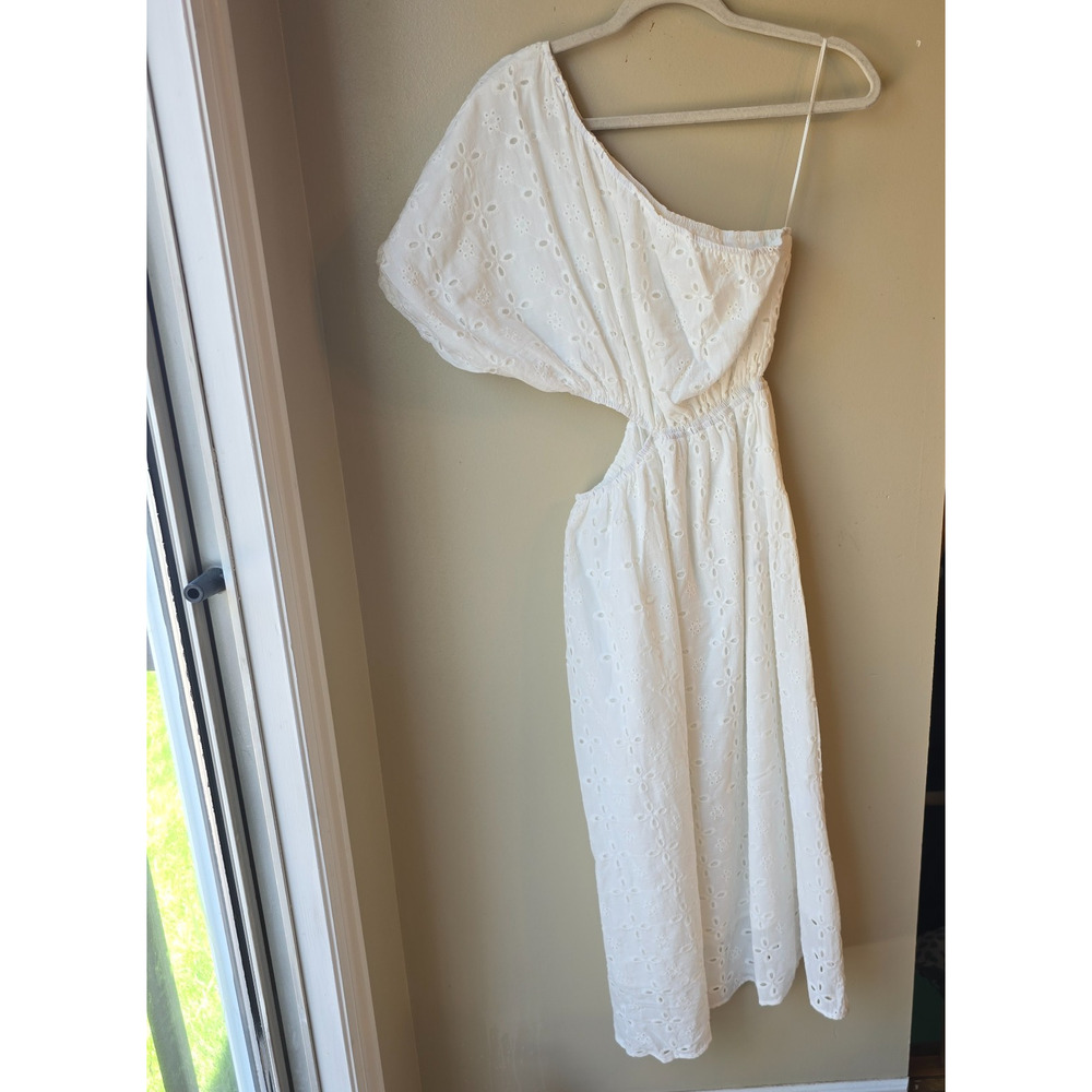 NWT By Together White Eyelet Midi Dress Puff Sleeve Cut-Out Size M - Picture 6 of 10